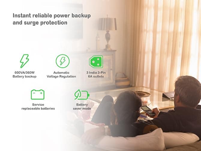 APC Back-UPS BX600C-IN 600VA / 360W UPS | Backup for WiFi Router, Desktop PC & CCTV | 3 Power Backup Outlets | 2 Year Warranty | Ideal for Home Office & Online Classes - Image 2