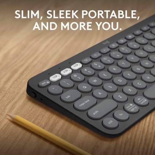 Logitech Pebble Keys 2 K380s, Multi-Device Bluetooth Wireless Keyboard with Customisable Shortcuts, Slim and Portable, Easy-Switch for Windows, macOS, iPadOS, Android, Chrome OS - Tonal Graphite Pebble Keys 2 K380s- Graphite - Image 2