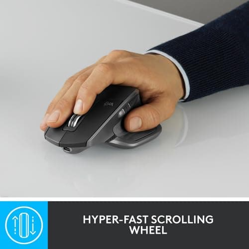 Logitech MX Master 2S Bluetooth Edition Wireless Mouse, Multi-Surface, Hyper-Fast Scrolling, Ergonomic, Rechargeable, Connects Up to 3 Mac/PC Computers Dark Grey Mx Master 2 Mouse - Image 4
