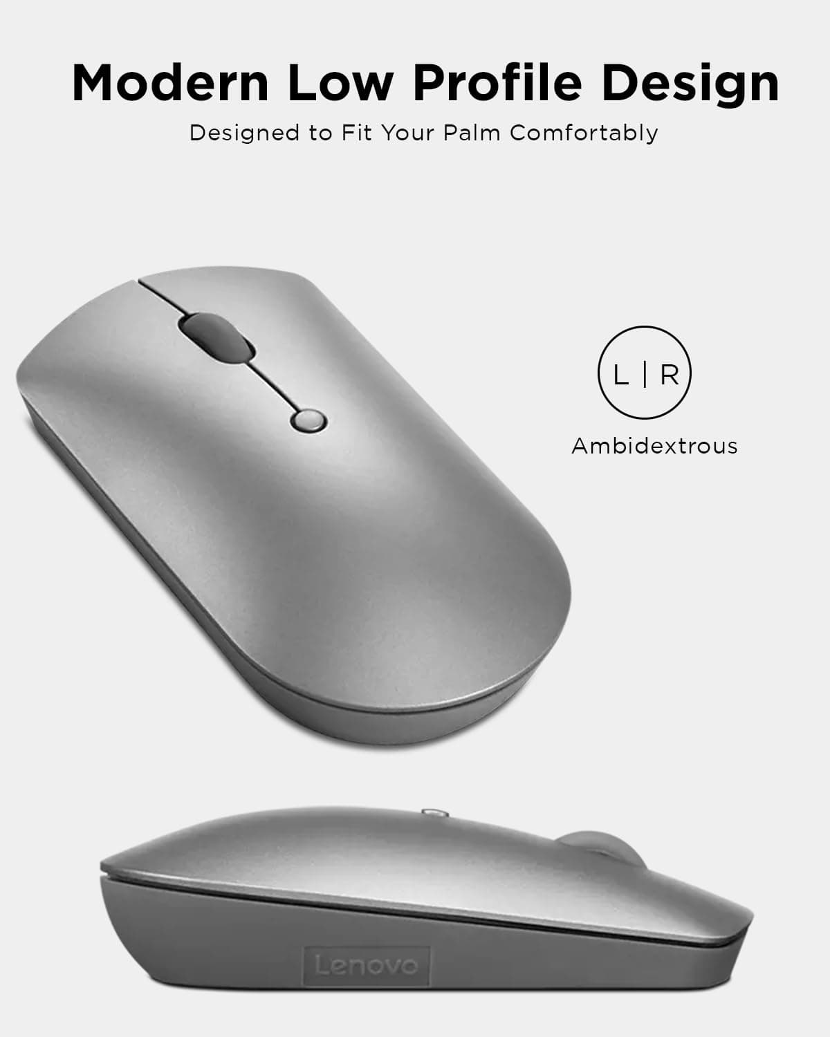 Lenovo 600 Bluetooth 5.0 Silent Mouse: Compact, Portable, Dongle-Free Multi-Device connectivity with Microsoft Swift Pair | 3-Level Adjustable DPI up to 2400 | Battery Life: up to 1 yr - Image 3