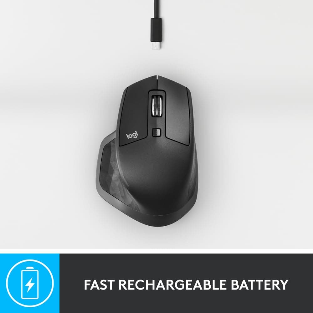 Logitech MX Master 2S Bluetooth Edition Wireless Mouse, Multi-Surface, Hyper-Fast Scrolling, Ergonomic, Rechargeable, Connects Up to 3 Mac/PC Computers Dark Grey Mx Master 2 Mouse - Image 7