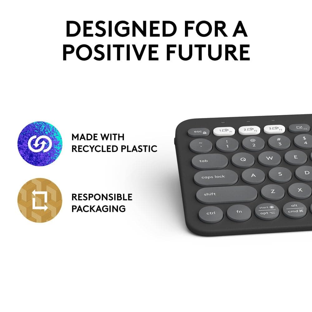 Logitech Pebble Keys 2 K380s, Multi-Device Bluetooth Wireless Keyboard with Customisable Shortcuts, Slim and Portable, Easy-Switch for Windows, macOS, iPadOS, Android, Chrome OS - Tonal Graphite Pebble Keys 2 K380s- Graphite - Image 11