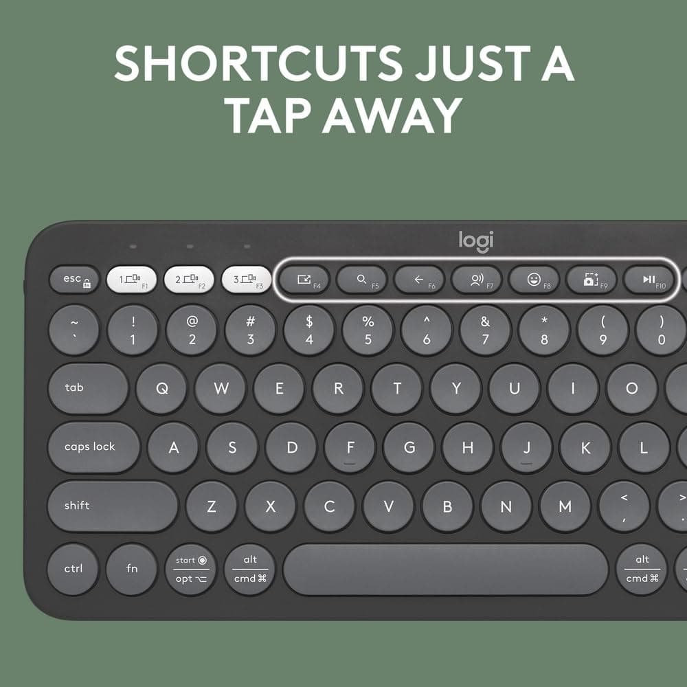 Logitech Pebble Keys 2 K380s, Multi-Device Bluetooth Wireless Keyboard with Customisable Shortcuts, Slim and Portable, Easy-Switch for Windows, macOS, iPadOS, Android, Chrome OS - Tonal Graphite Pebble Keys 2 K380s- Graphite - Image 4