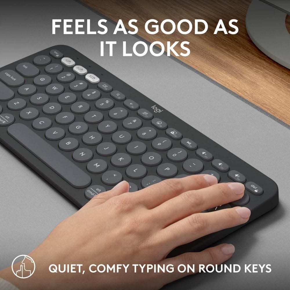 Logitech Pebble Keys 2 K380s, Multi-Device Bluetooth Wireless Keyboard with Customisable Shortcuts, Slim and Portable, Easy-Switch for Windows, macOS, iPadOS, Android, Chrome OS - Tonal Graphite Pebble Keys 2 K380s- Graphite - Image 5