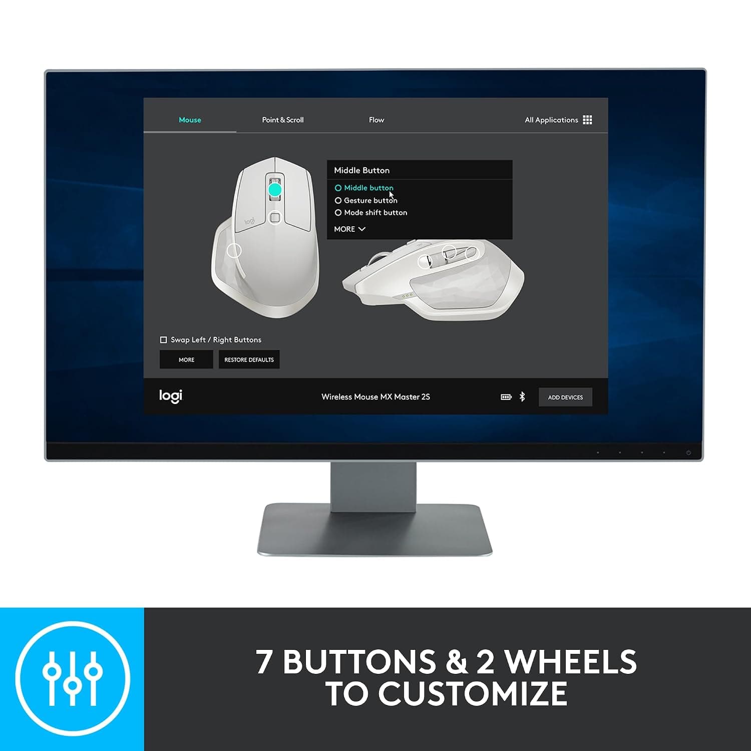 Logitech MX Master 2S Bluetooth Edition Wireless Mouse, Multi-Surface, Hyper-Fast Scrolling, Ergonomic, Rechargeable, Connects Up to 3 Mac/PC Computers Dark Grey Mx Master 2 Mouse - Image 9