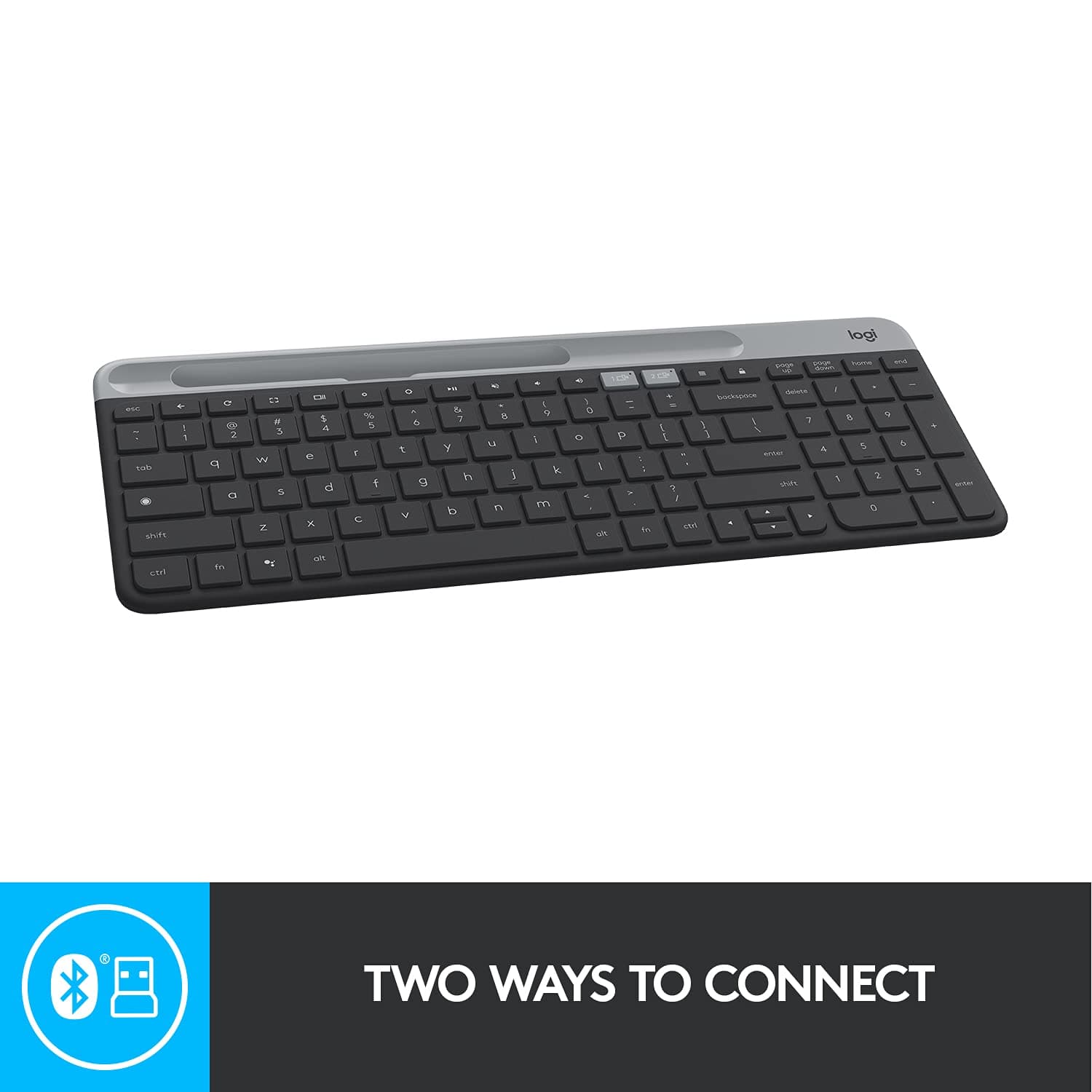 Logitech K580 Slim Multi-Device Wireless Keyboard – Bluetooth/Receiver, Compact, Easy Switch, 24 Month Battery, Win/Mac, Desktop, Tablet, Smartphone, Laptop Compatible - Graphite Graphite Keyboard - Image 5