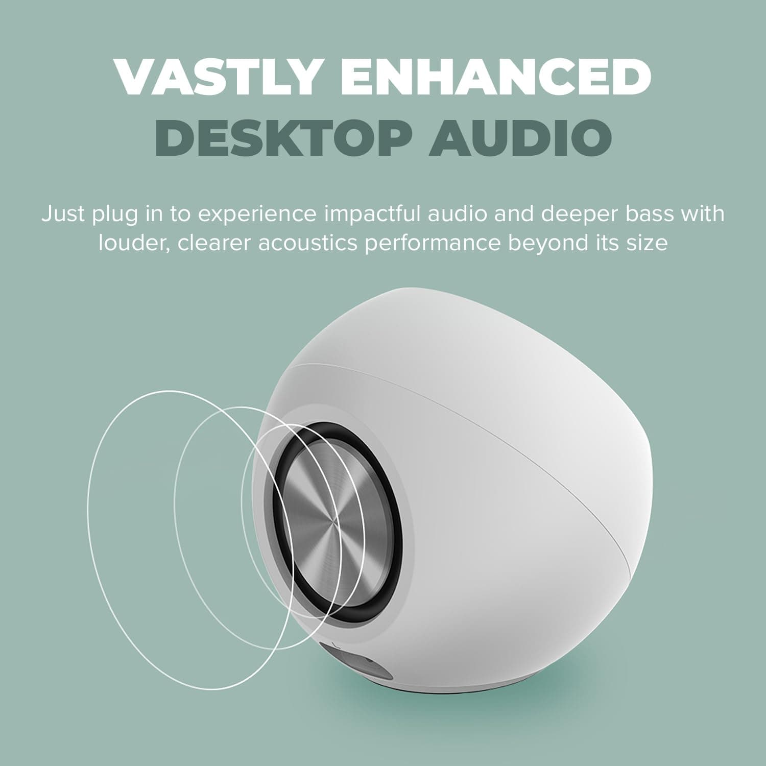 Creative Pebble Pro Minimalist 2.0 USB-C Computer Speakers with Bluetooth 5.3 and Customizable RGB Lighting, Clear Dialog and BassFlex Tech, USB Audio, Headset Port, for PC and Mac (White) - Image 3