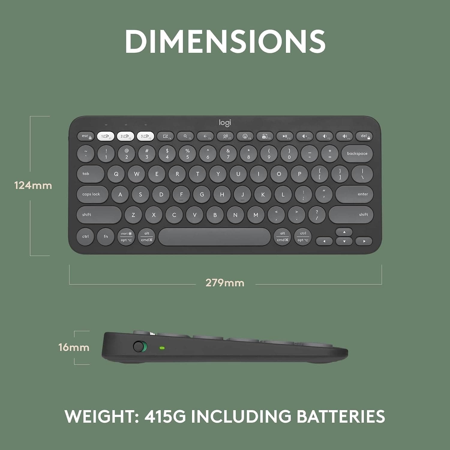 Logitech Pebble Keys 2 K380s, Multi-Device Bluetooth Wireless Keyboard with Customisable Shortcuts, Slim and Portable, Easy-Switch for Windows, macOS, iPadOS, Android, Chrome OS - Tonal Graphite Pebble Keys 2 K380s- Graphite - Image 9