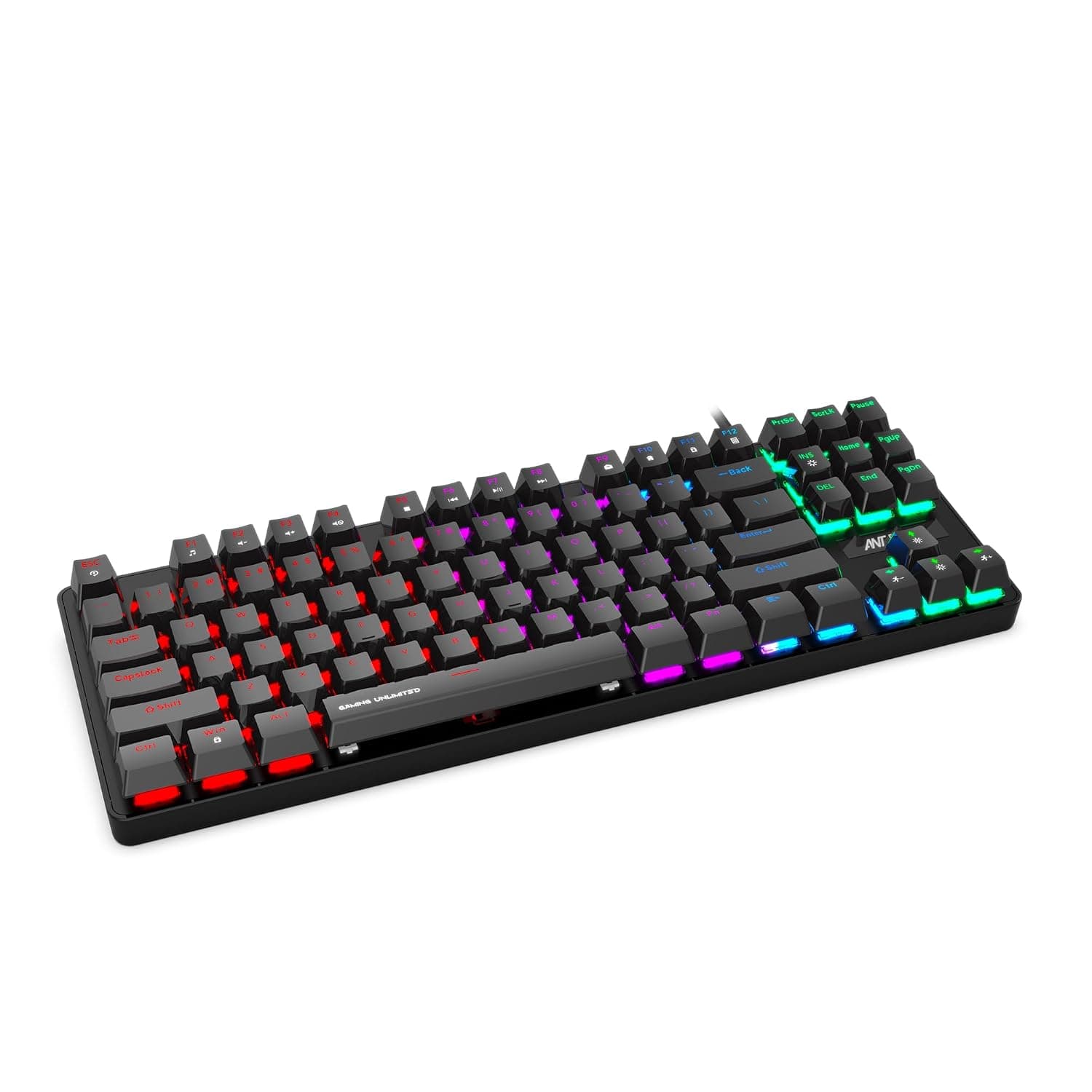 Ant Esports Gaming Keyboard MK1000 TKL Mechanical Multicolor LED Backlit Wired -Black with Blue Switch - Image 7
