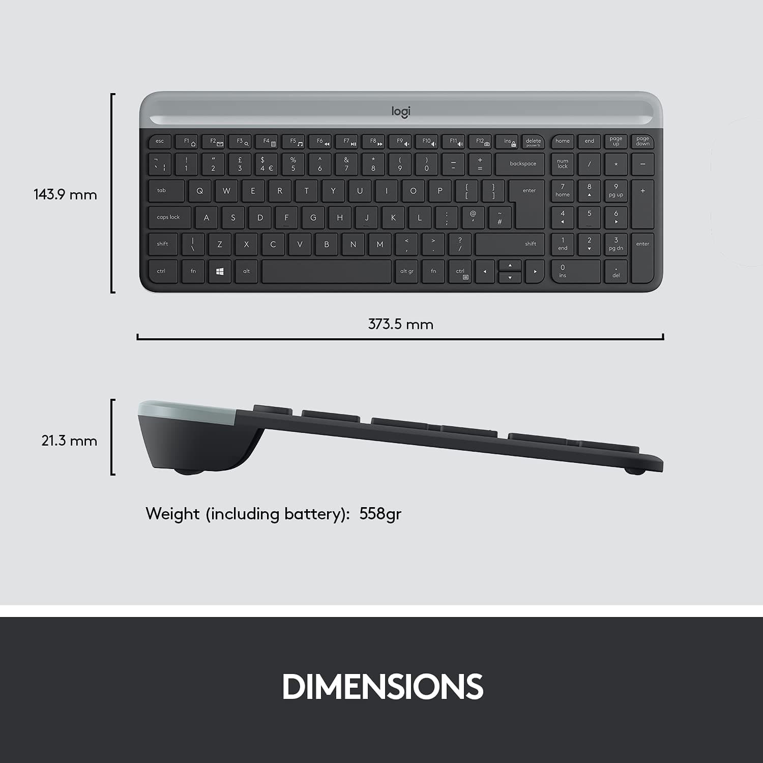 Logitech K580 Slim Multi-Device Wireless Keyboard – Bluetooth/Receiver, Compact, Easy Switch, 24 Month Battery, Win/Mac, Desktop, Tablet, Smartphone, Laptop Compatible - Graphite Graphite Keyboard - Image 8
