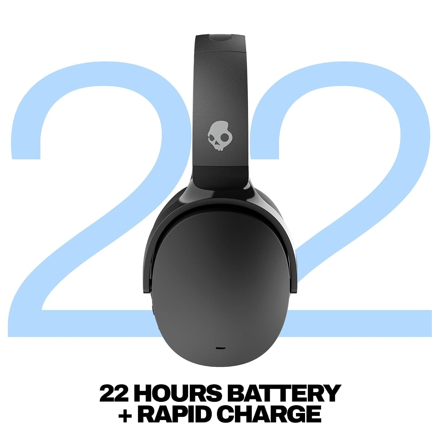 Skullcandy Hesh ANC Wireless Bluetooth Over-Ear Headphones with Mic, 100 dB Active Noise Cancellation, 40mm Drivers, 22Hr Battery + Rapid Charge, Foldable Noise Cancelling Headphones – Black - Image 3
