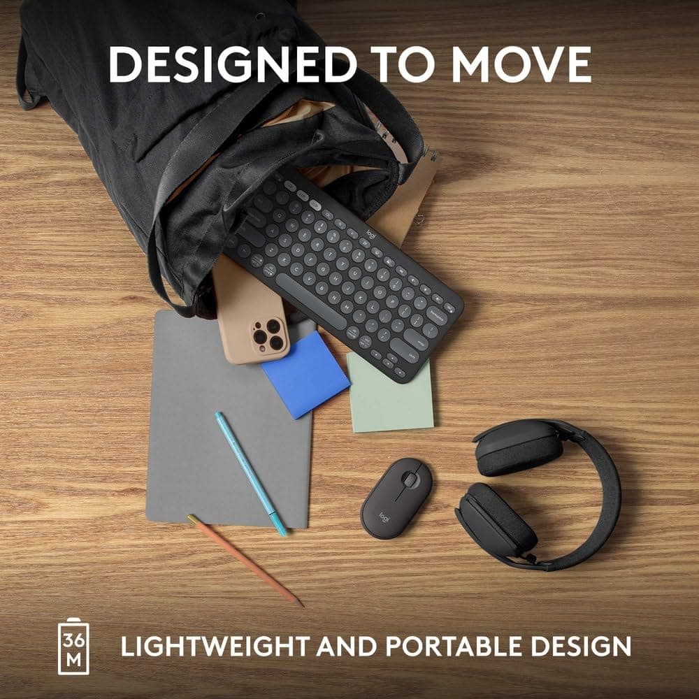 Logitech Pebble Keys 2 K380s, Multi-Device Bluetooth Wireless Keyboard with Customisable Shortcuts, Slim and Portable, Easy-Switch for Windows, macOS, iPadOS, Android, Chrome OS - Tonal Graphite Pebble Keys 2 K380s- Graphite - Image 8