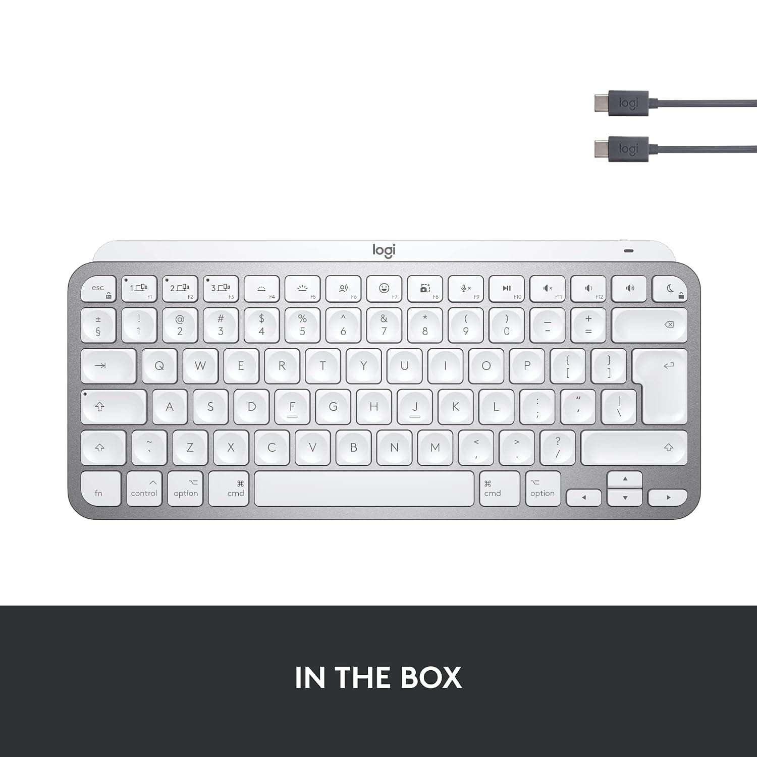 Logitech MX Keys Mini for Mac Minimalist Wireless Illuminated Keyboard with Free Adobe Subscription, Compact, Bluetooth, Backlit Keys, USB-C, Tactile Typing, Metal Build-Pale Grey MX Keys Mini White Mac - Image 11