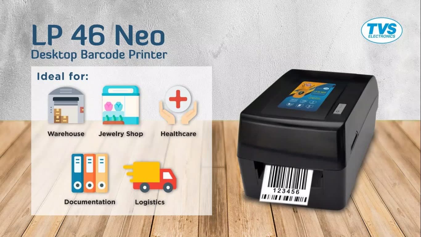 TVS ELECTRONICS LP 46 Neo Label and Barcode Printer|Print Speed 6 Inches Per Second|high Ribbon Capacity of 300 Meters|Compact Design|resulution of 203 dpi|high legible Printing - Image 5