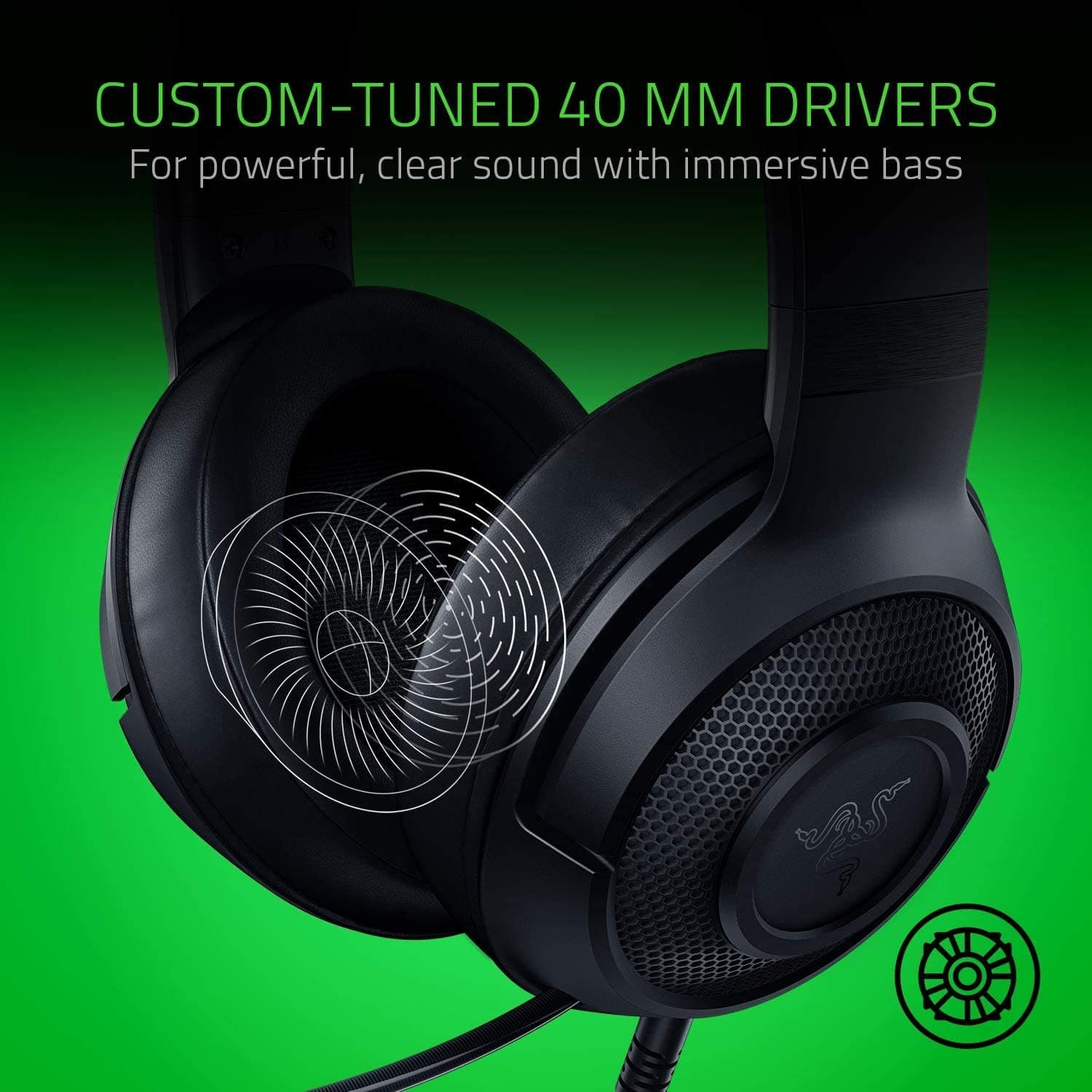 Razer Kraken X Lite Ultralight Wired Gaming Over Ear Headset: 7.1 Surround Sound Capable - Lightweight Frame - Bendable Cardioid Microphone - for PC, Xbox, PS4, Nintendo Switch - Classic Black - Image 4