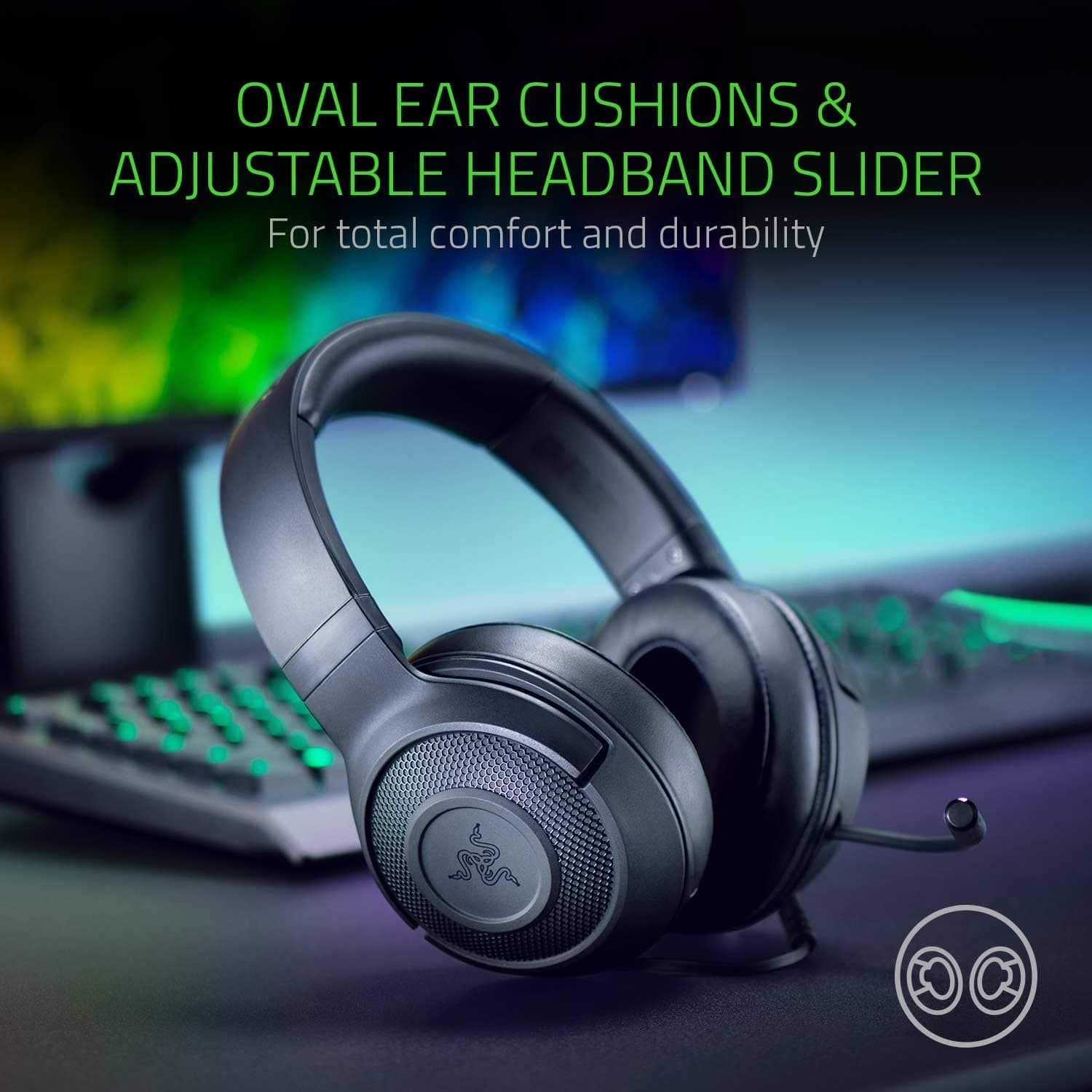 Razer Kraken X Lite Ultralight Wired Gaming Over Ear Headset: 7.1 Surround Sound Capable - Lightweight Frame - Bendable Cardioid Microphone - for PC, Xbox, PS4, Nintendo Switch - Classic Black - Image 6