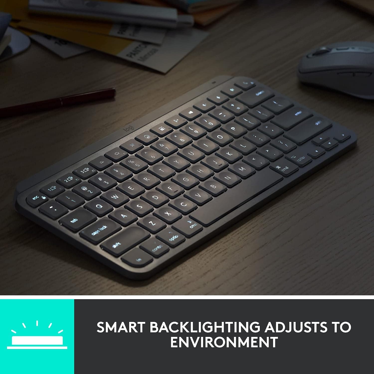 Logitech MX Keys Mini for Mac Minimalist Wireless Illuminated Keyboard with Free Adobe Subscription, Compact, Bluetooth, Backlit Keys, USB-C, Tactile Typing, Metal Build-Pale Grey MX Keys Mini White Mac - Image 7