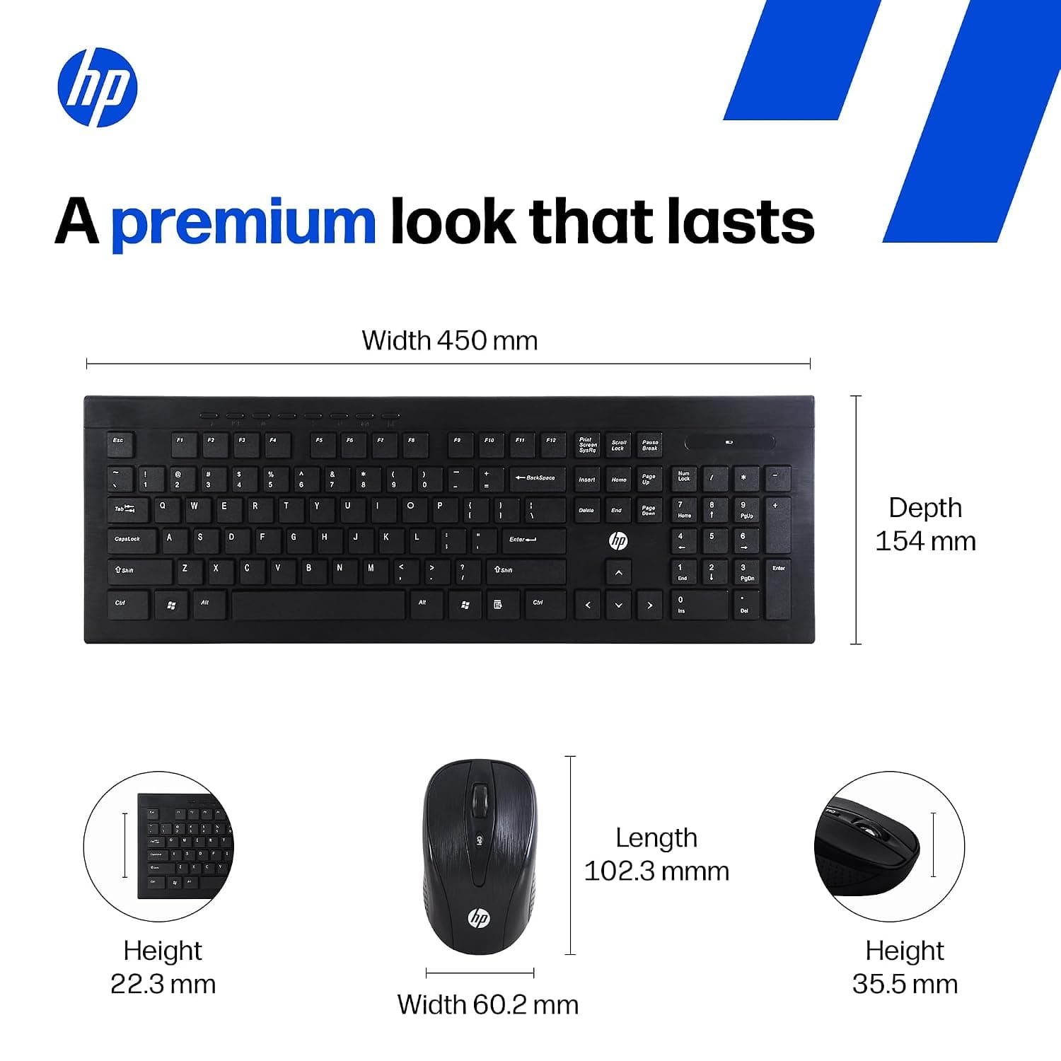 HP USB Wireless Spill Resistance Keyboard and Mouse Combo with 10m Working Range 2.4G Wireless Technology / 3 Years Warranty (4SC12PA), Black - Image 5