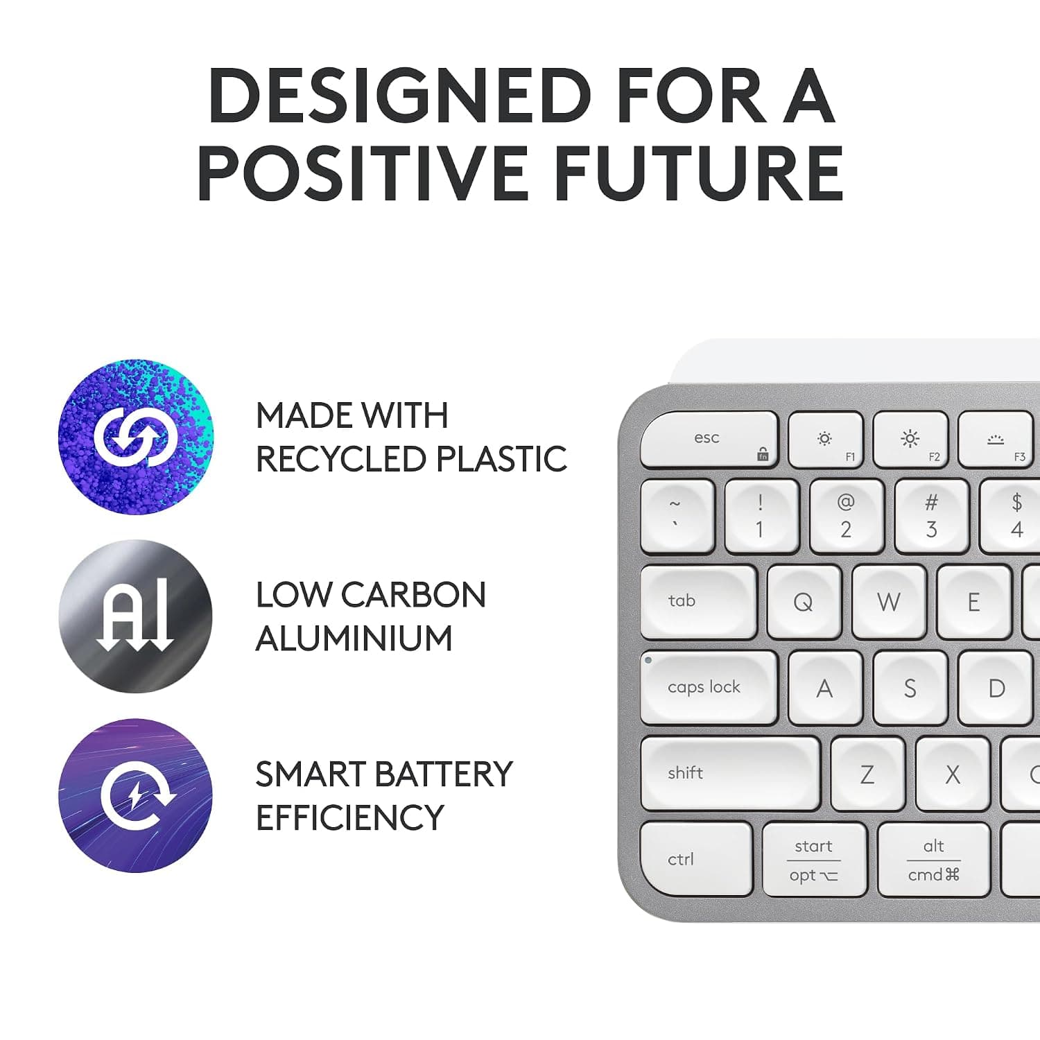 Logitech MX Keys S Wireless Keyboard with Free Adobe Subscription, Low Profile, Fluid Precise Quiet Typing, Programmable Keys, Backlighting, Bluetooth, USB C - Pale Grey Pale Grey MX Keys S - Image 5