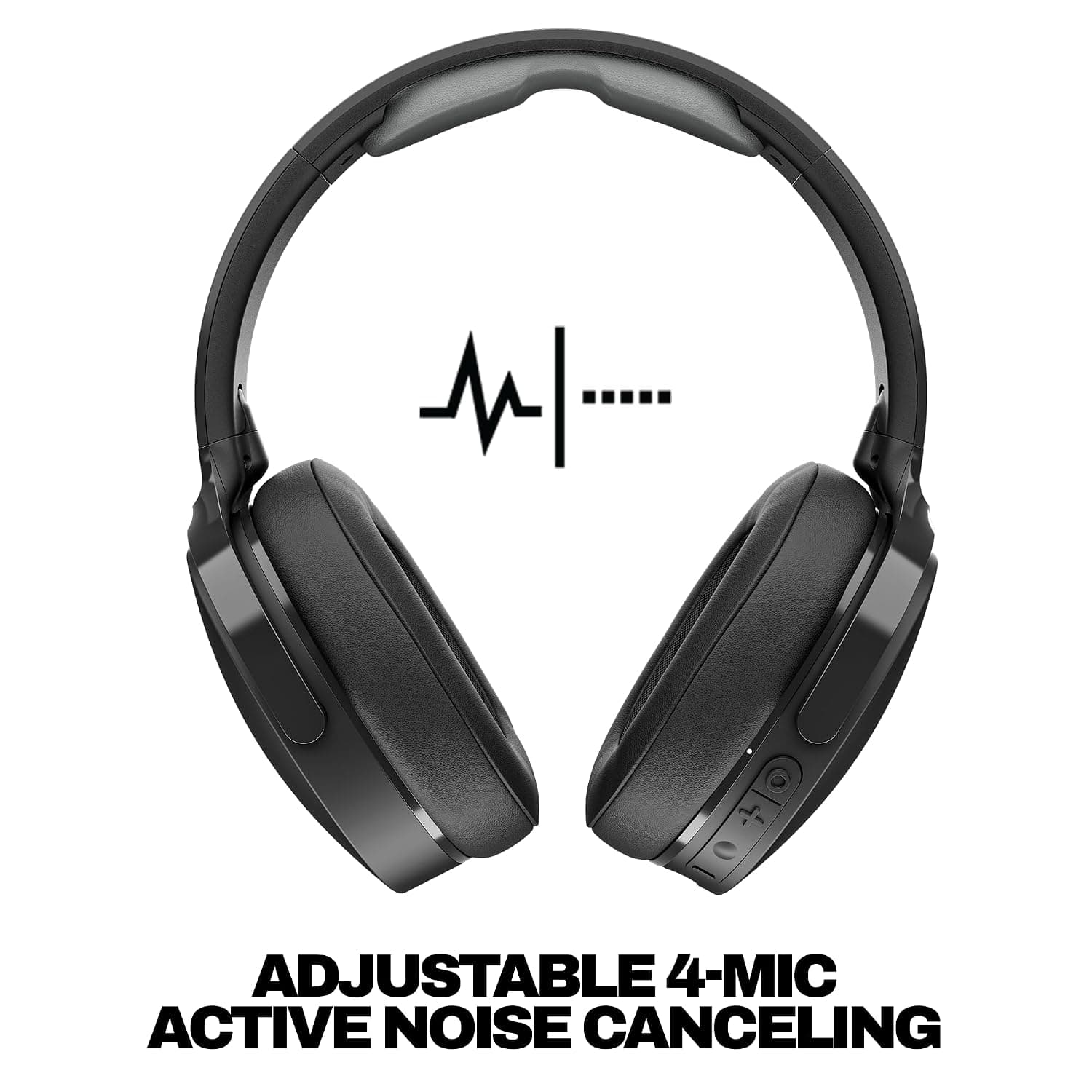 Skullcandy Hesh ANC Wireless Bluetooth Over-Ear Headphones with Mic, 100 dB Active Noise Cancellation, 40mm Drivers, 22Hr Battery + Rapid Charge, Foldable Noise Cancelling Headphones – Black - Image 2
