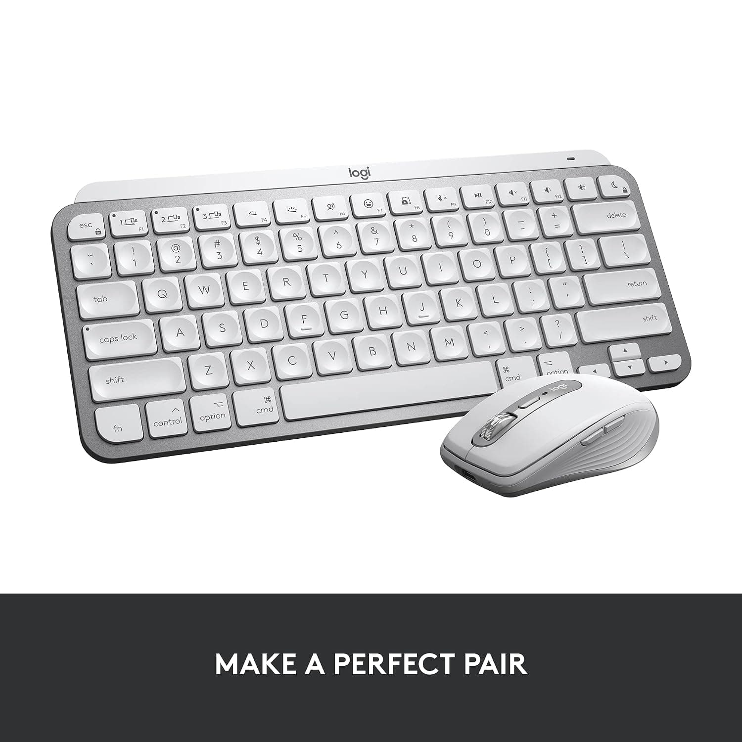 Logitech MX Keys Mini for Mac Minimalist Wireless Illuminated Keyboard with Free Adobe Subscription, Compact, Bluetooth, Backlit Keys, USB-C, Tactile Typing, Metal Build-Pale Grey MX Keys Mini White Mac - Image 12