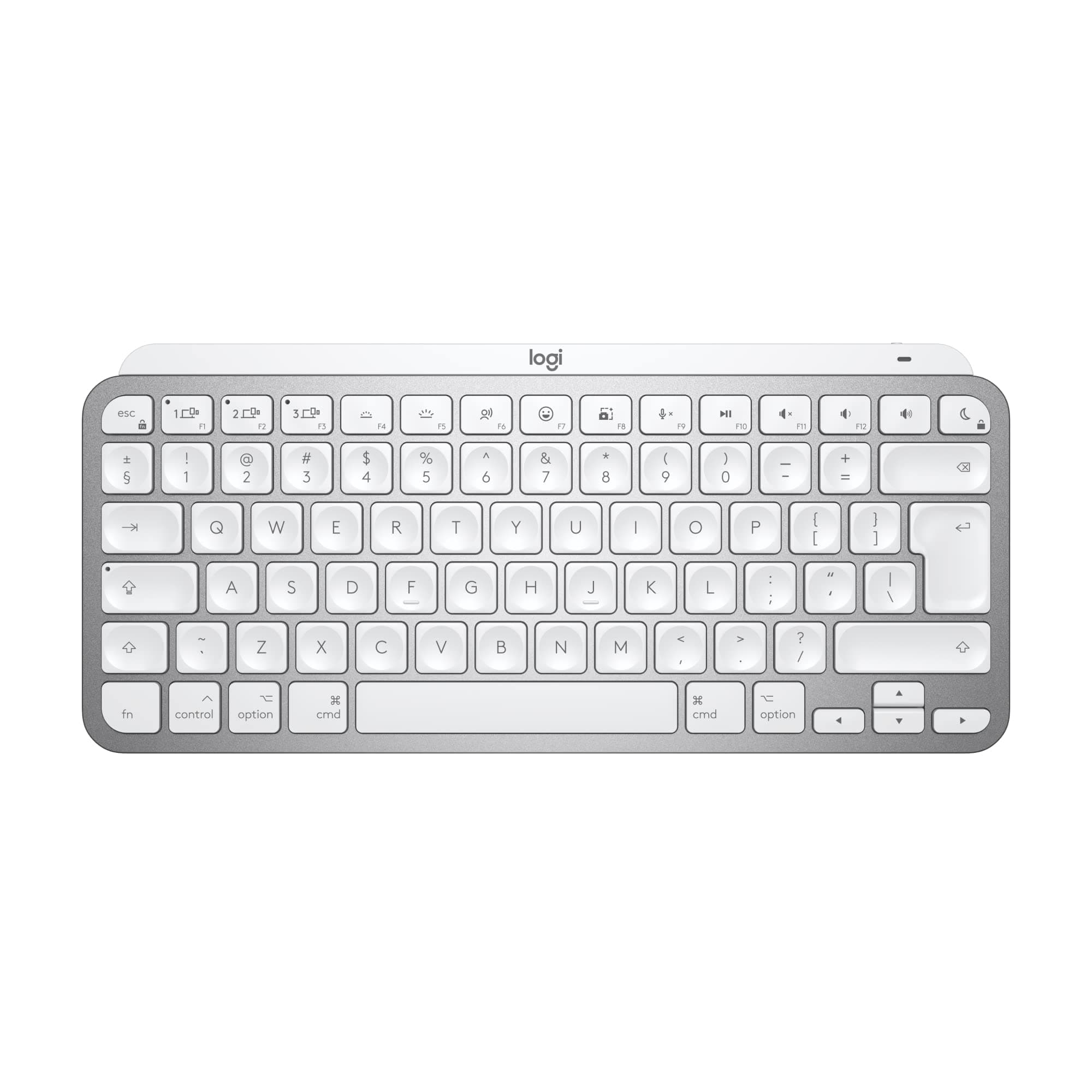 Logitech MX Keys Mini for Mac Minimalist Wireless Illuminated Keyboard with Free Adobe Subscription, Compact, Bluetooth, Backlit Keys, USB-C, Tactile Typing, Metal Build-Pale Grey MX Keys Mini White Mac - Image 1