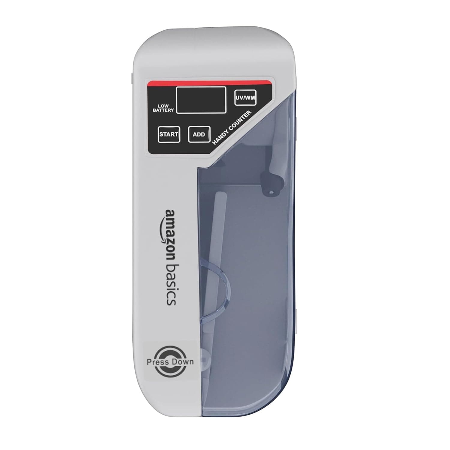 Amazon Basics Portable LED Display Mini Note Counting Machine for Home, Office, Business | Indian Currency/Cash Counting Machine | UV/WM Function |Auto-shutoff | White - Image 1