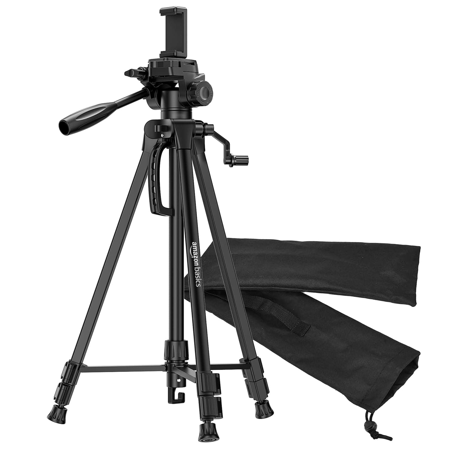Amazon Basics 60 Inch Tripod for DSLR, Camera | Operating Height: 4.58 Ft. | Maximum Load Capacity up to 4.5kg | Portable Lightweight Aluminium Tripod with 360° Ball Head | Carry Bag Included (Black) - Image 2