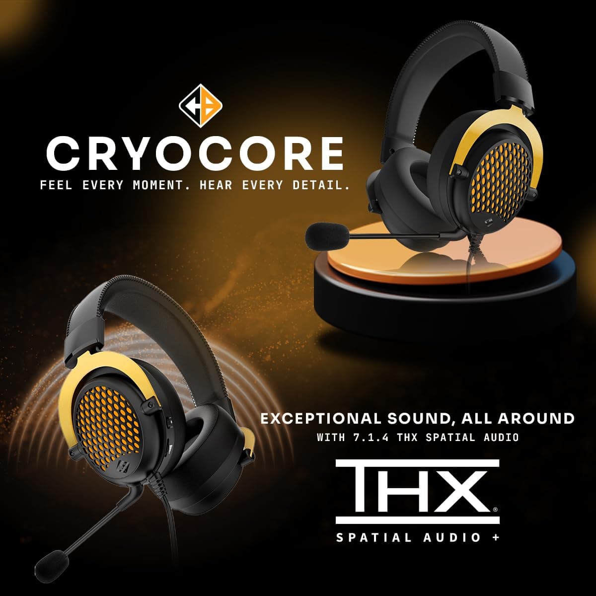 Cosmic Byte CryoCore Wired Gaming Headset for PC with 7.1.4 THX Spatial Audio, 50mm Hi-Fi Drivers, Detachable ENC Microphone, in-Line Volume Control (Black) - Image 2