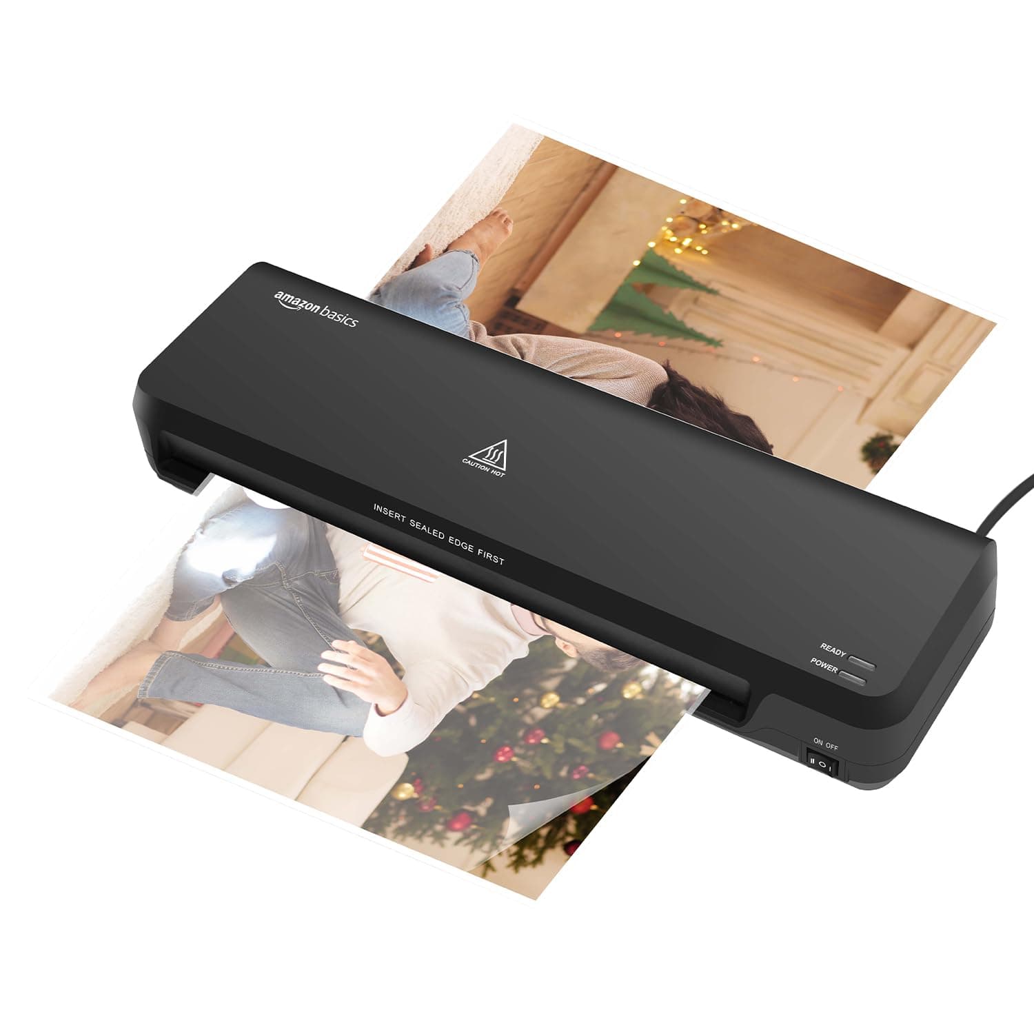 Amazon Basics Hot A4 Thermal Laminating Machine/Laminator A401 | Quick 5-Min Warm-Up | Push Button Pause | Durable Thermostats (100 Cycles) | 26.72 cm/min Speed | for Photos, IDs, Documents (Black) - Image 1