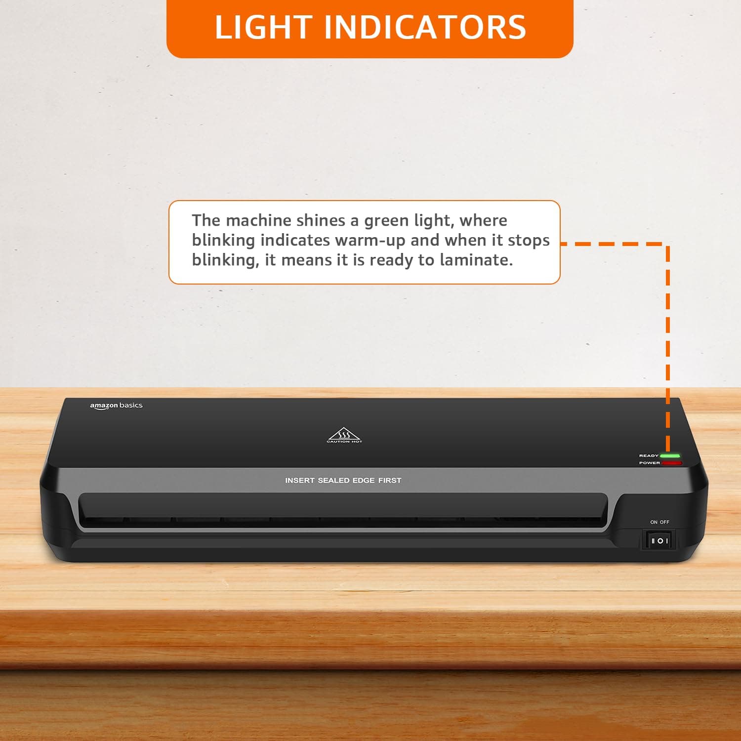 Amazon Basics Hot A4 Thermal Laminating Machine/Laminator A401 | Quick 5-Min Warm-Up | Push Button Pause | Durable Thermostats (100 Cycles) | 26.72 cm/min Speed | for Photos, IDs, Documents (Black) - Image 6