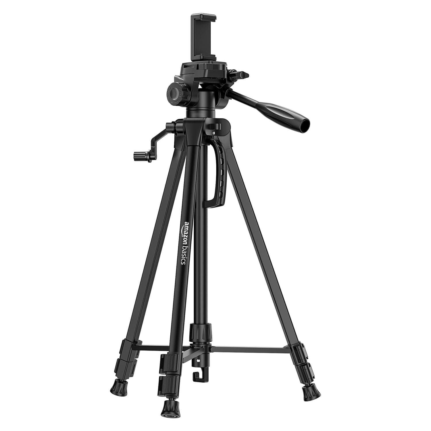 Amazon Basics 60 Inch Tripod for DSLR, Camera | Operating Height: 4.58 Ft. | Maximum Load Capacity up to 4.5kg | Portable Lightweight Aluminium Tripod with 360° Ball Head | Carry Bag Included (Black) - Image 1