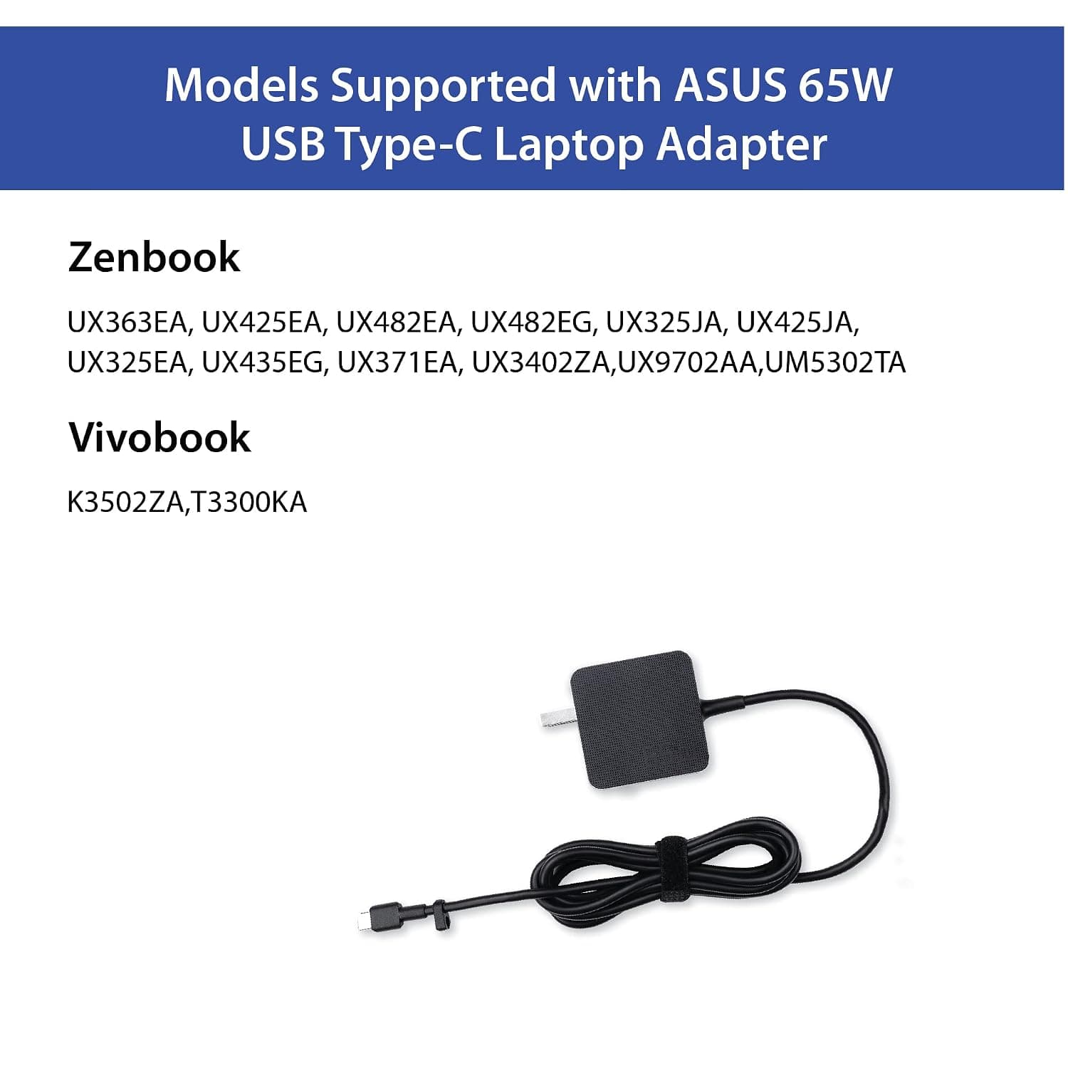 ASUS AC65-00 65W USB Type-C Adapter/Charger Connector, USB PD 3.0 Technology with 5V/3A, 9V/3A, 15V/3A and 20V/3.25A Output for Laptop, Black - Image 4
