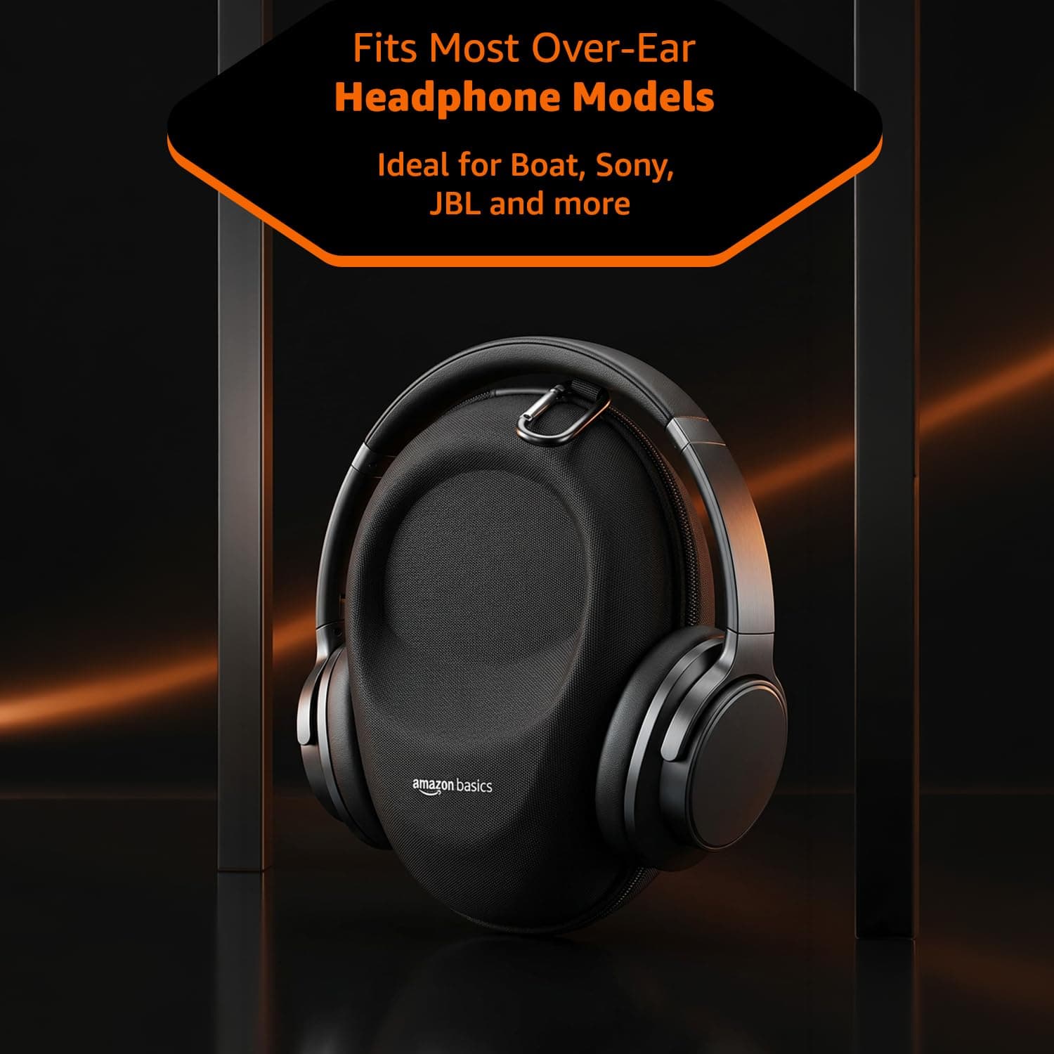 Amazon Basics Hard Shell EVA Headphone Carrying Case for Universal Oversized Over-Ear Headset, Shockproof, Water Repellent, Anti-Pressure Portable Protective Pouch/Storage Bag, Black - Image 7