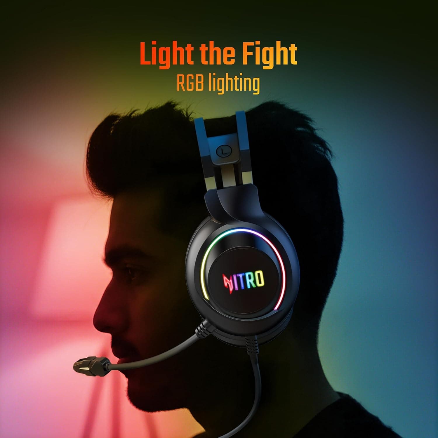 acer Nitro Wired Gaming Headset | 50mm Drivers | 3.5mm Audio + USB RGB Lighting | Omnidirectional Mic with LED | Flexible Dual Headband | 20Hz–20kHz | Strong Build | Windows, Android, iOS Compatible - Image 2