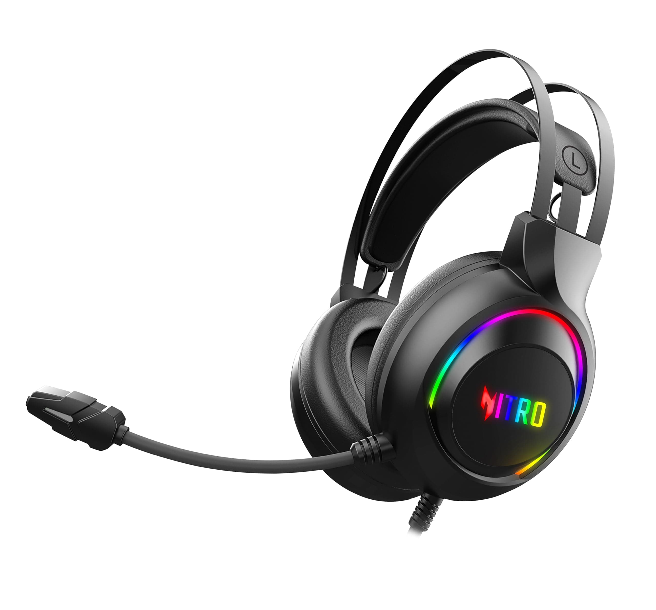 acer Nitro Wired Gaming Headset | 50mm Drivers | 3.5mm Audio + USB RGB Lighting | Omnidirectional Mic with LED | Flexible Dual Headband | 20Hz–20kHz | Strong Build | Windows, Android, iOS Compatible - Image 1