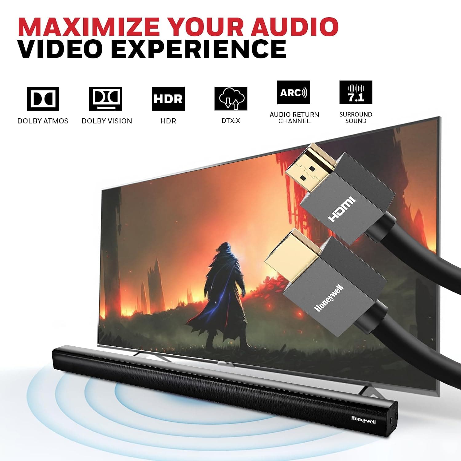 Honeywell HDMI Cable v2.0 with Ethernet, 3D/4K@60Hz Ultra HD Resolution, 2 Mtr, 18 GBPS Transmission Speed, High-Speed, Compatible with all HDMI Devices Laptop Desktop TV Set-top Box Gaming Console 2 Meter 2.0 HDMI to HDMI - Image 6
