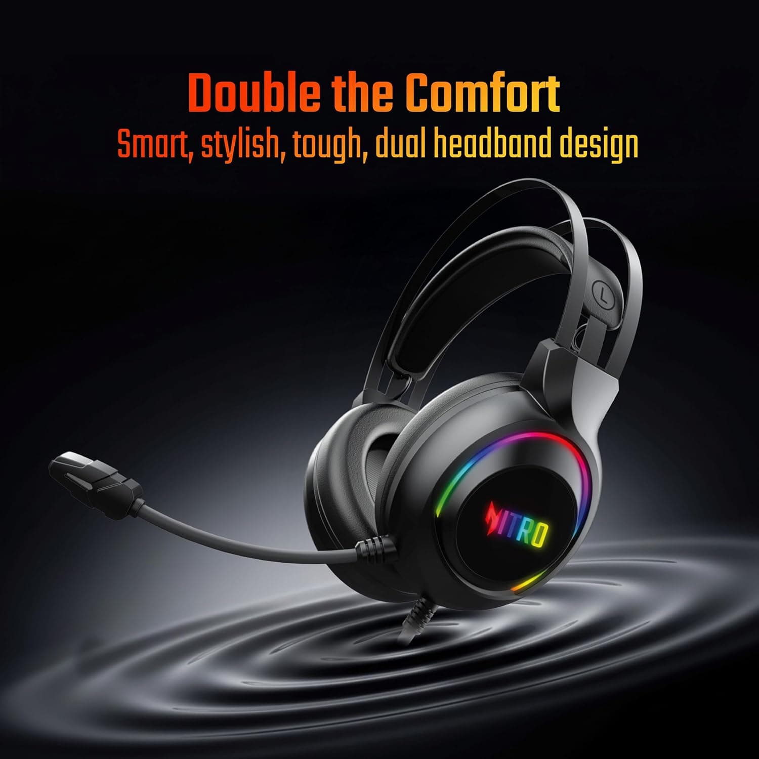 acer Nitro Wired Gaming Headset | 50mm Drivers | 3.5mm Audio + USB RGB Lighting | Omnidirectional Mic with LED | Flexible Dual Headband | 20Hz–20kHz | Strong Build | Windows, Android, iOS Compatible - Image 5