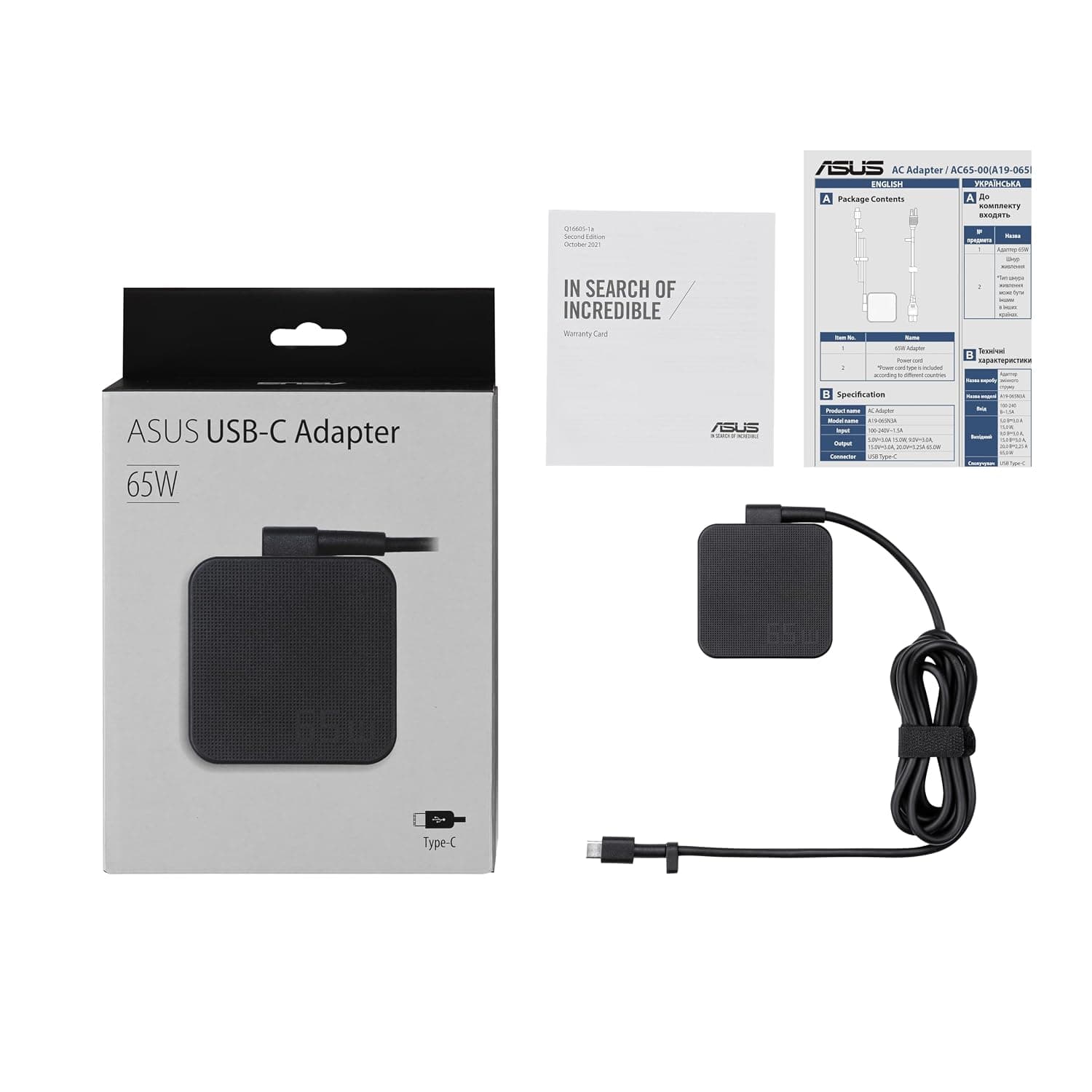 ASUS AC65-00 65W USB Type-C Adapter/Charger Connector, USB PD 3.0 Technology with 5V/3A, 9V/3A, 15V/3A and 20V/3.25A Output for Laptop, Black - Image 7