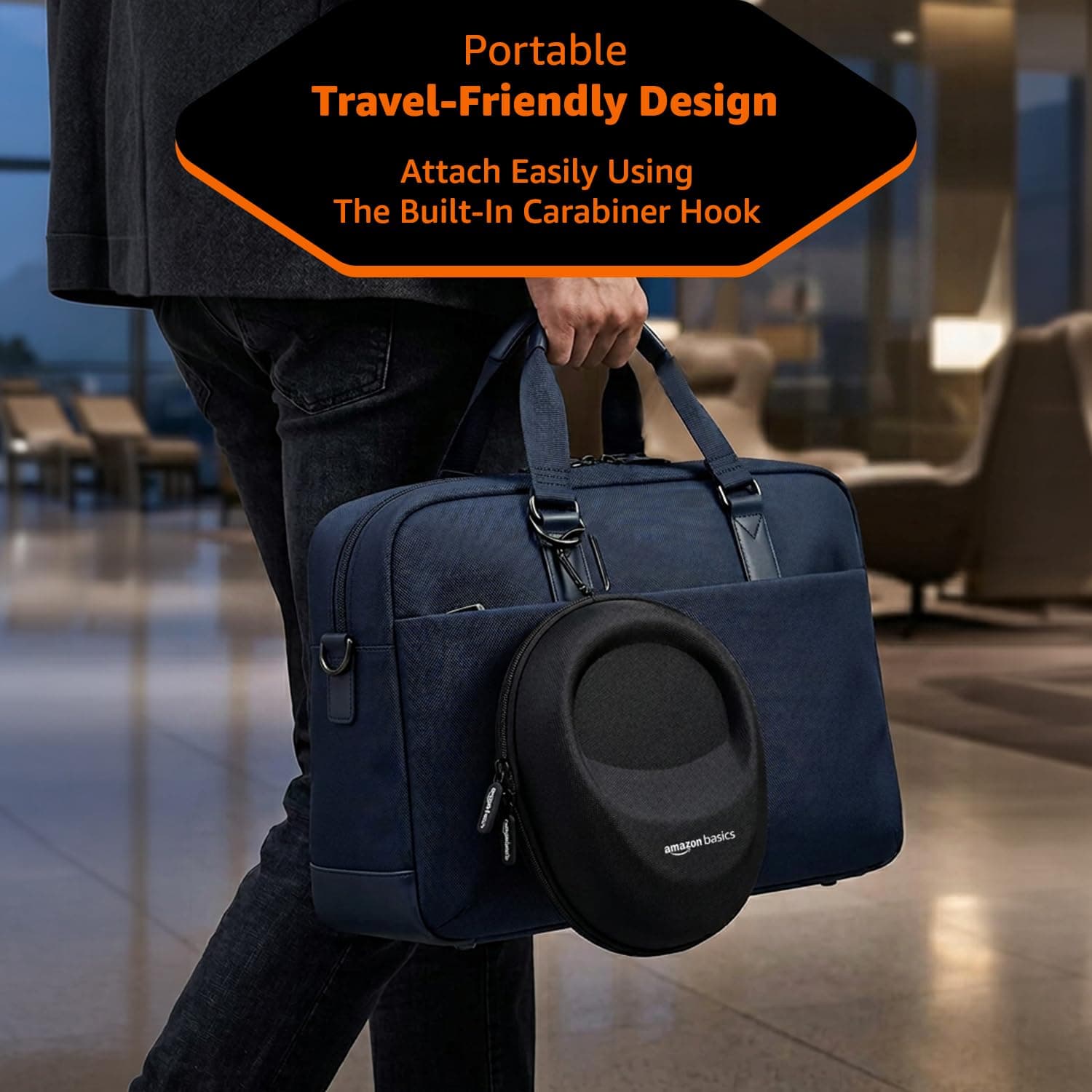 Amazon Basics Hard Shell EVA Headphone Carrying Case for Universal Oversized Over-Ear Headset, Shockproof, Water Repellent, Anti-Pressure Portable Protective Pouch/Storage Bag, Black - Image 6