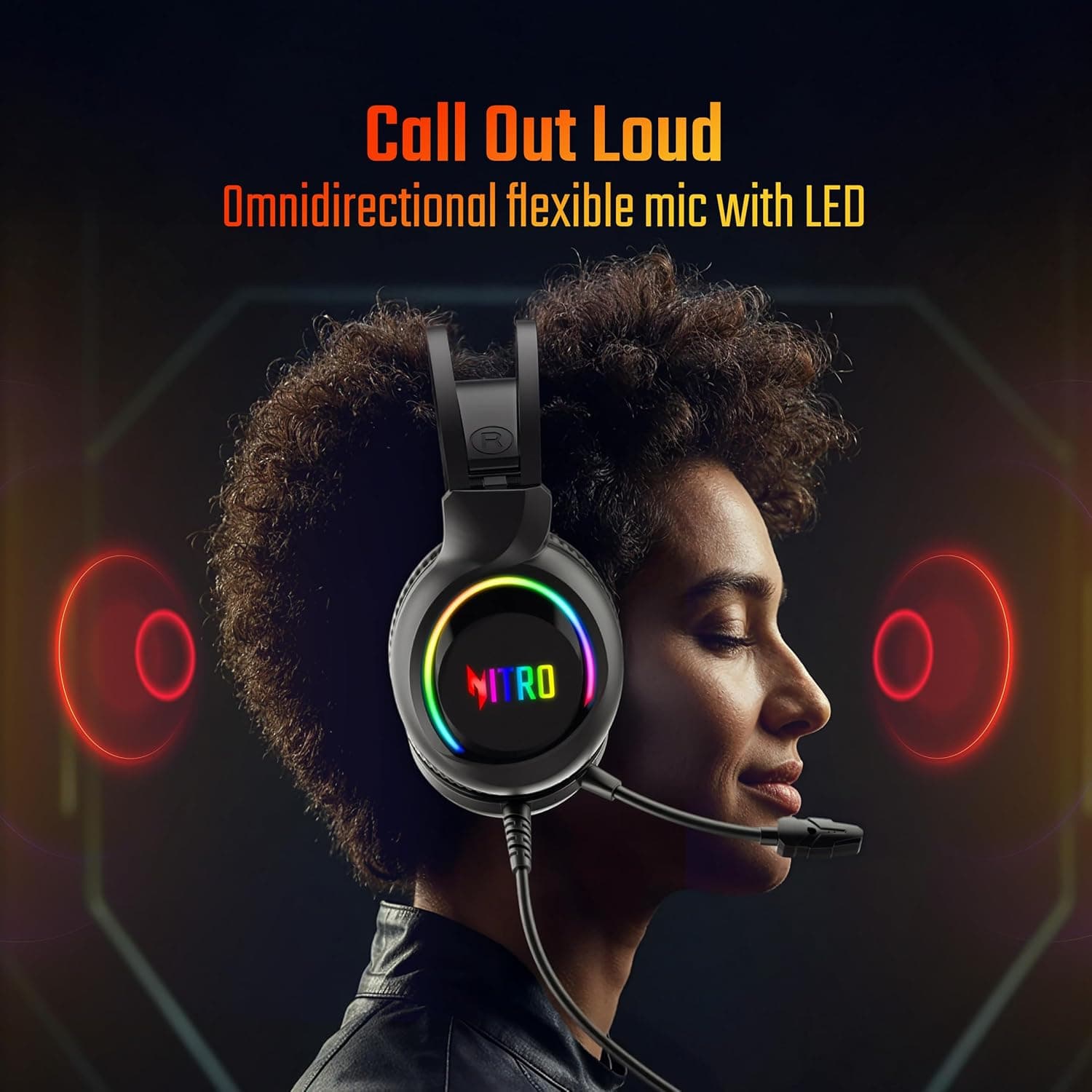 acer Nitro Wired Gaming Headset | 50mm Drivers | 3.5mm Audio + USB RGB Lighting | Omnidirectional Mic with LED | Flexible Dual Headband | 20Hz–20kHz | Strong Build | Windows, Android, iOS Compatible - Image 3