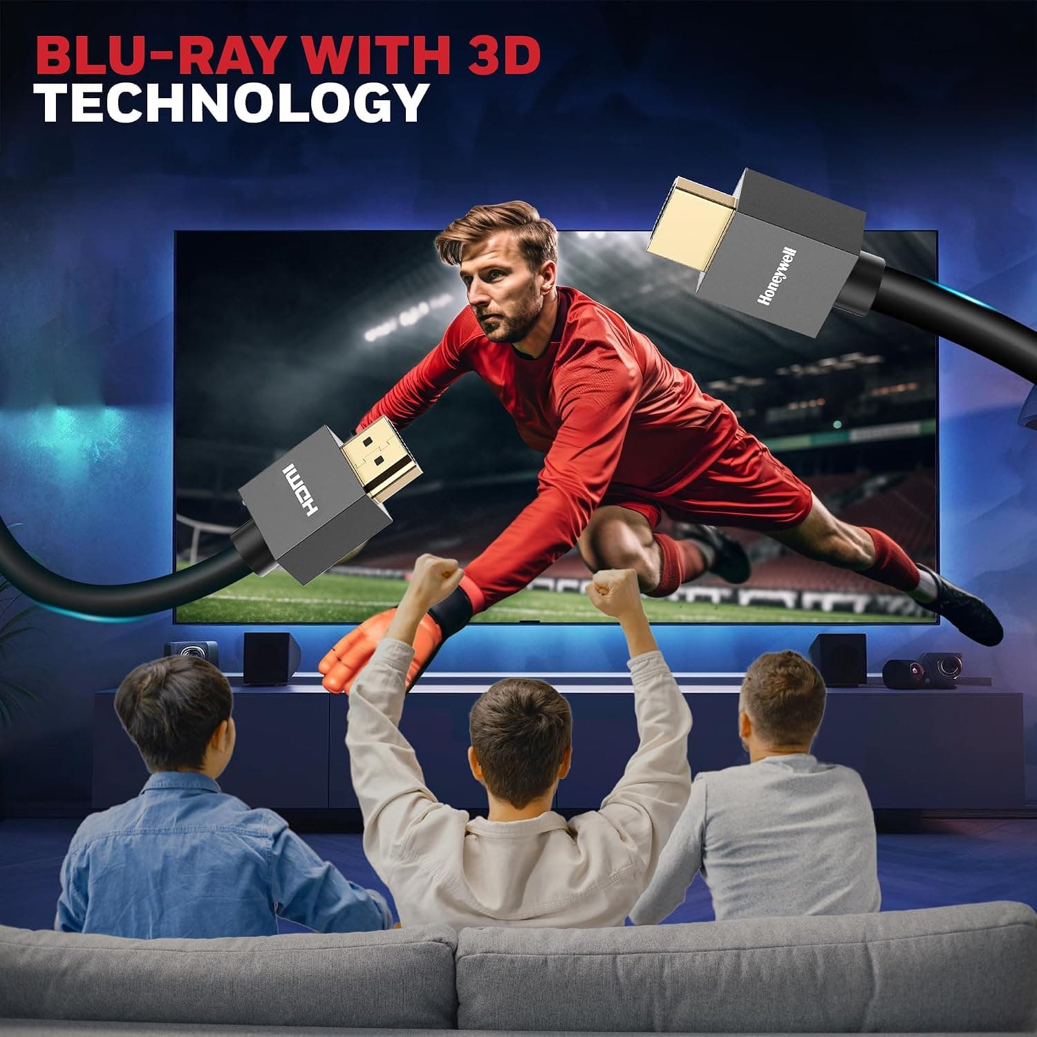 Honeywell HDMI Cable v2.0 with Ethernet, 3D/4K@60Hz Ultra HD Resolution, 2 Mtr, 18 GBPS Transmission Speed, High-Speed, Compatible with all HDMI Devices Laptop Desktop TV Set-top Box Gaming Console 2 Meter 2.0 HDMI to HDMI - Image 7
