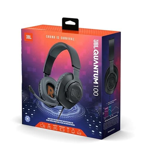 JBL Quantum 100 Wired Over Ear Gaming Headphones with Mic, 40mm Realistic Dynamic Drivers, Detachable Boom Mic, 1kHz Sensitivity, Memory Foam Cushioning, PC/Mobile/PS/Xbox/Nintendo/VR Compatible-Black - Image 4